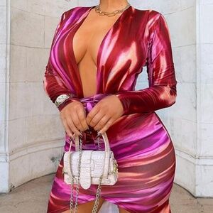 Pink multicolor mini dress